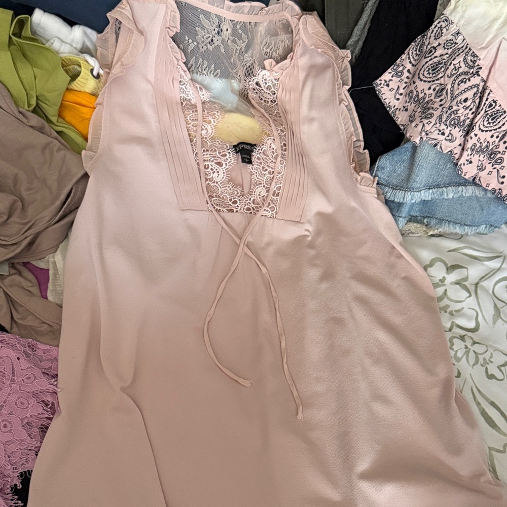 Lace-Trim Soft Pink Women's top